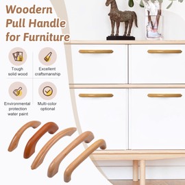 MroMax Wooden Cabinet Handles, Pack of 10 Cabinet Doors, Furniture Handle, Wooden Handles for Cupboards, Drawers, Wardrobe, Furniture (91 mm Length)