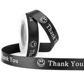 Thank You Ribbon for Gift Wrapping Satin Ribbon 5/8 Inch 10 Yards Black Thank You Ribbon for Favors Grateful Thin Ribbon Teachers Appreciation Ribbon for Flower Bouquet Thankful Ribbon for Crafts