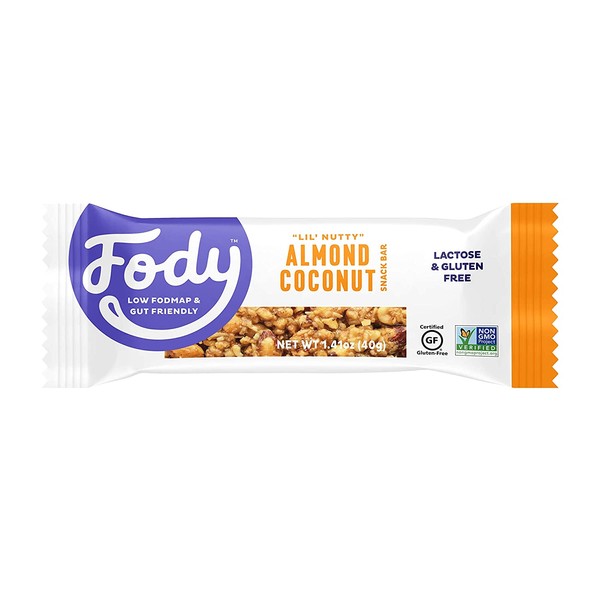 Fody Foods Vegan Protein Nut Bars | 8g Protein Snack Bar | Low FODMAP Certified | Gut Friendly IBS Friendly Snacks | Gluten Free Lactose Free Non GMO | Almond and Coconut Bars, 6 Count