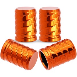 4-Pack Tire Valve Stem Caps - Metal Air Caps with Plastic Liner, Corrosion Resistant & Leak-Proof for Car, Truck, SUV, Motorcycle and Bike - Orange