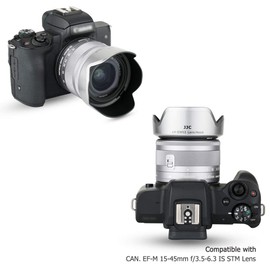 Lens Hood for Canon Zoom Lens EF-M 15-45 mm F3.5-6.3 is STM for Canon EOS M50 M5 M6 Mark II M200 M100 M10 Replaces Canon EW-53 - Silver