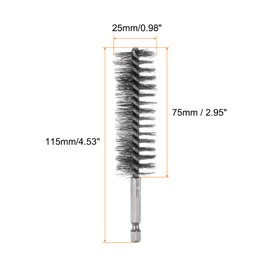 HARFINGTON 5Pcs Bore Brush Stainless Steel 25mm Dia Cleaning Twisted Wire Brush Tube Pipe Cleaner with Handle 1/4 Inch Hex Shank for Tubes, Ports, Bearings