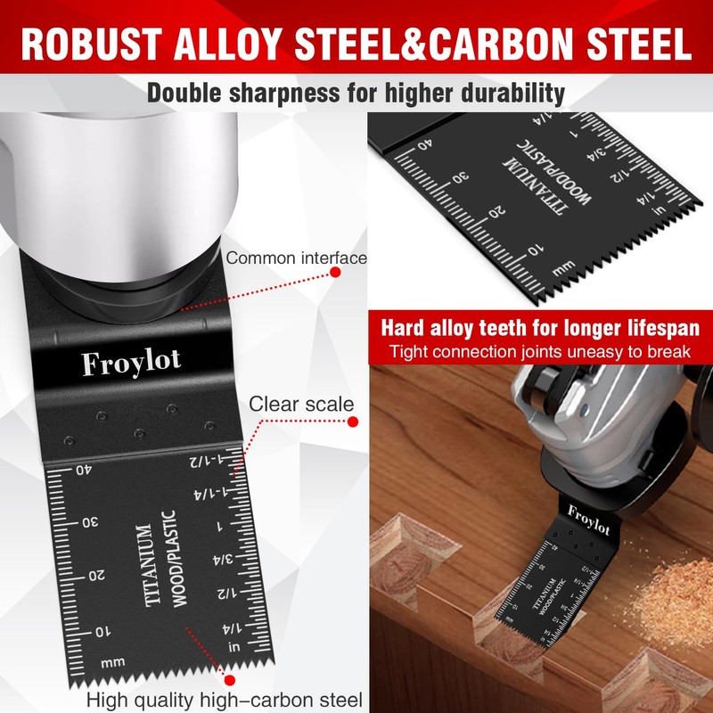 49pcs Titanium Oscillating Tool Blades High-Carbon Steel Multitool Blades, Universal