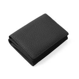 Blampom bp-1057 Women's Cowhide Trifold Wallet, Mini Wallet, Coin Purse, Card Holder, 3-fold, Skimming Prevention, Compact Wallet, Black