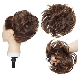 Messy Updo Hair Buns for Women Synthetic Hair Ponytail Hair Scrunchies Donut Chignons Hairpieces Updo Hair Buns Extensions Light auburn mix brown
