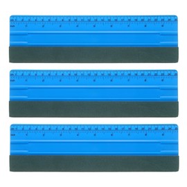 sourcing map 3pcs Vinyl Wrap Squeegee 9.8" Felt Edge Wrap Scraper with Ruler Vinyl Squeegee Window Tint Tool for Decal Wallpaper Window Car Wrapping, Blue