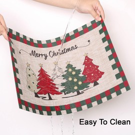 Banchif Christmas Placemats are With Classic Christmas elements Red Green Buffalo Plaid and Christmas Trees Designed, Washable Non-Slip Heatproof Woven Placemats Set of 4 (17.7" X 11.8")