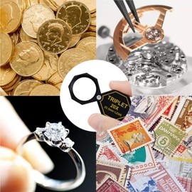 TEKCOPLUS Folding Magnification Magnifier Jewelry Loupe for Optical Glass Watchmaking Coin Stamp Jewelry Loupe