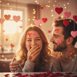 Valentine Temporary Tattoos Valentine Decorations Party Favors Love Kiss Heart Rose Lips Rose Valentine Party Supplies Accessories Gift Idea For Couple Stickers Décor Kids Boy Girls Teens Adult