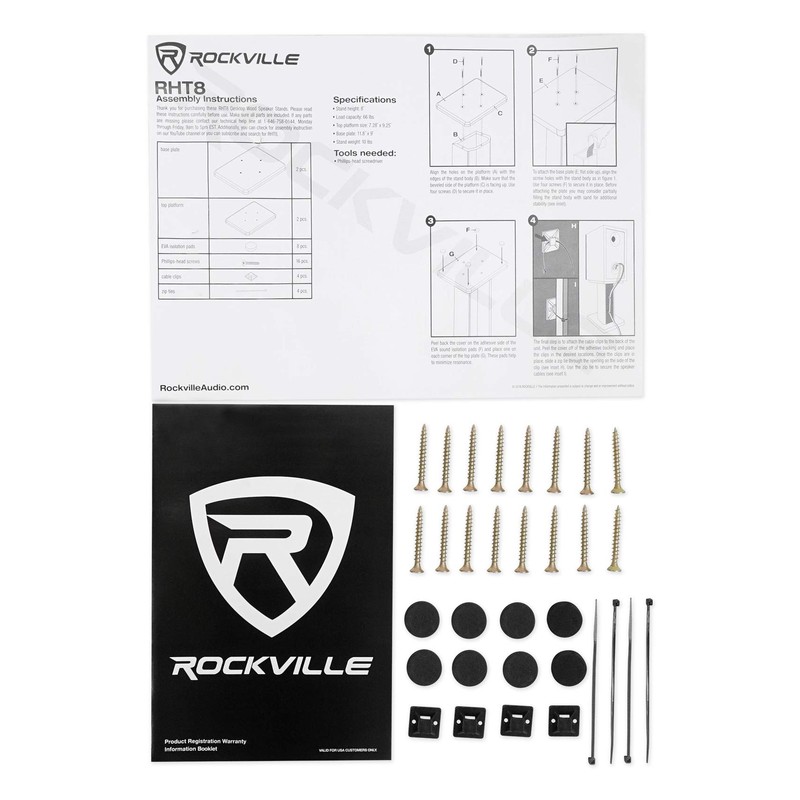 Pair Rockville RHT8G Computer/Bookshelf Desktop Speaker/Studio Monitor Stands