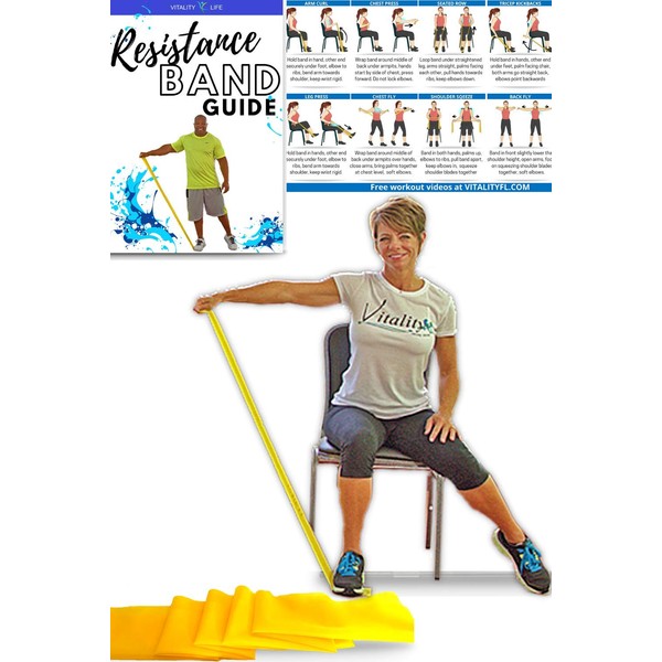 Resistance Band for Seniors: Exercise Band specifically Created for Seniors with Light Resistance and Longer Length + Exercise Poster. Latex Free. Exercise, Stretching, Physical Therapy