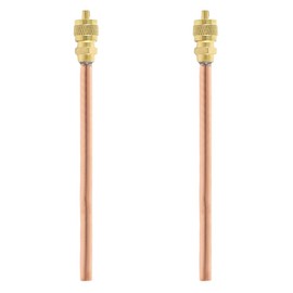 BesNPT Brass and Copper 1/4" SAE x 1/4" OD x 4" Stem Service Access Valve HVAC AC Schrader System Refrigeration (Pack of 2)
