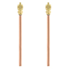 BesNPT Brass and Copper 1/4" SAE x 1/4" OD x 4" Stem Service Access Valve HVAC AC Schrader System Refrigeration (Pack of 2)