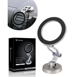 Groosive Magnet, Smartphone Holder, Compatible with MagSafe, Foldable, Super Strong Magnet, Zinc Alloy, Free Angle Adjustment (Silver)