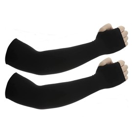 JUSDIQIR Sun Protection Arm Sleeves With Thumb Holes for Men Women, Cooling Compression UV Arm Cover, Outdoor Sports Sleeve (Black 1 pair)