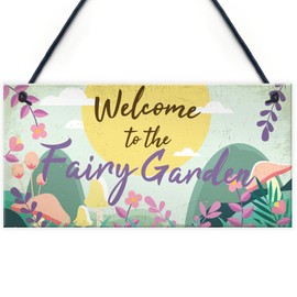 RED OCEAN Welcome To The Fairy Garden Hanging Plaque Garden Shed SummerHouse Sign Gifts For Her