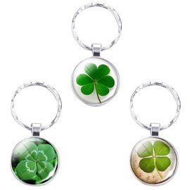 MAXQUU Pack of 3 Four Leaf Clover Key Chains, Crystal Glass Lucky Grass Pendant, Clover Key Chain, Lucky Charm Keyring for Birthday Gifts, Decorations etc, bronze