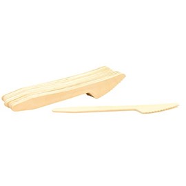 TableCraft BAMDKN65 Cash & Carry Disposable Knives, Pine Wood Utensils, Natural Finish, Pack of 25, Lightweight and Single-Use for Convenient Dining Solutions