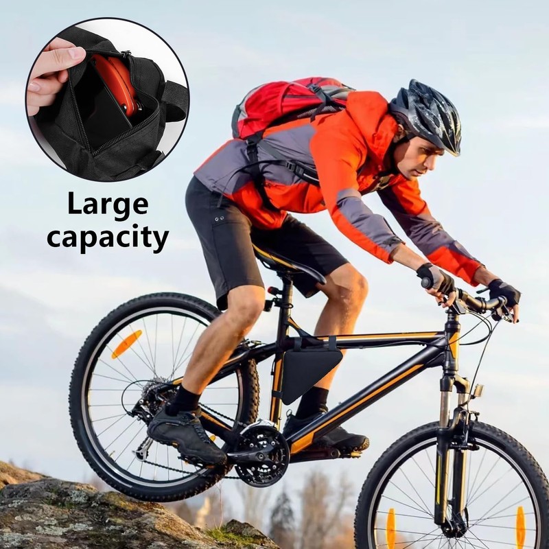 MUEEAD 1 Bicycle Triangle Bag with 1 Mountaineering Buckle, Waterproof