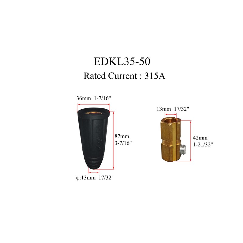 RIVERWELD TIG Welding Cable Panel Connector Socket EDKL35-50 315Amp with