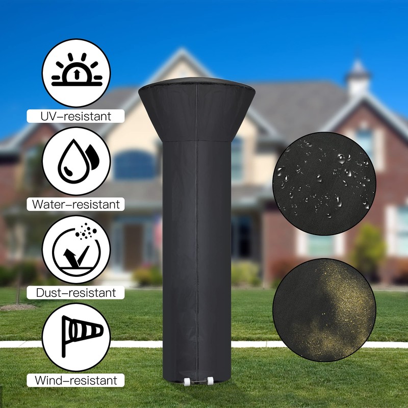 Hualedi Patio Heater Covers with Zipper and Storage Bag,Waterproof,Dustproof,Wind-Resistant,Sunlight-Resistant,Snow-Resistant,Black,89'' Height