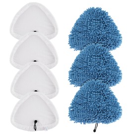 Sgizoku 7Pack Universal Steam Mop Pads Compatible with H2O Steam Cleaners:for H20 HD/X5 Microfiber Cloths Covers Replacement for Vax/Viledas Cleaning Mop Pad, 4White +3 Blue