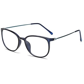 lasree Fashion Glasses Full Rims Myopia Everyday Use Men Women Fashion Distance Glasses -5.00 Lenses Blue Frame Glasses