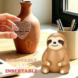 FOUGSTA Braver Stronger Smarter Loved Sloth Figurine, Encouragement Gift for Work Friend, Coworker, Inspirational Decor for Student, Motivational Desk Ornament for Home Office, XXS66