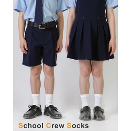 HONGTEYA Kids Socks For Girls Boys Youth Cotton Crew Athletic Seamless Socks School Uniform 4-12 Years 5 Packs Navy/Dark Grey/Black/White/Grey