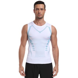 3PCS Men's Compression Shirts Athletic Sleeveless Tank Top Dry Fit Running Sports Workout Base Layer Undershirt,White M