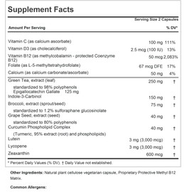 ANDREW LESSMAN Breast Health 180 Capsules - Provides Protective Compounds for Natural Support of The Delicate Tissue of The Breast, with Indole-3-Carbinol, Sulforaphane, Green Tea Extract, and More