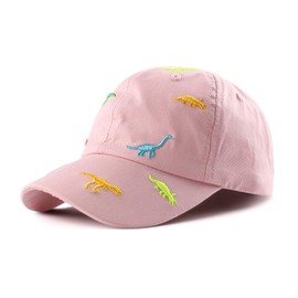 XIAOHAWANG Summer Baseball Cap for Boys Girls Adjustable Sports Cap Children with Dinosaur Embroidery Peaked Cap Children UV Protection 2–6 Years, (Pink)
