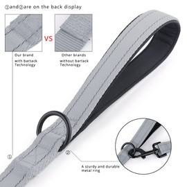 Plutus Pet Double Handle Dog Leash 6ft, Heavy Duty, Reflective Dual Handle Dog Leash for Safety Training, for Medium Large Dogs, 2 Handle Leads(Gray)