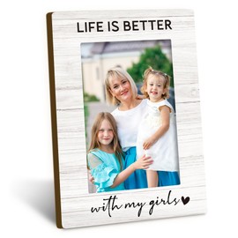 DUXMNAMG Mom Daughter 4x6 Picture Frame, Girl Mom & Daughter Photo Birthday Gift, Life is Better with My Girls Picture Frame for Desk Decor