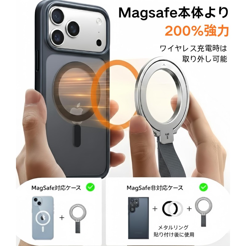 TORRAS Smartphone Ring, MagSafe Ring, 2026 Improved Durability Nylon Band,