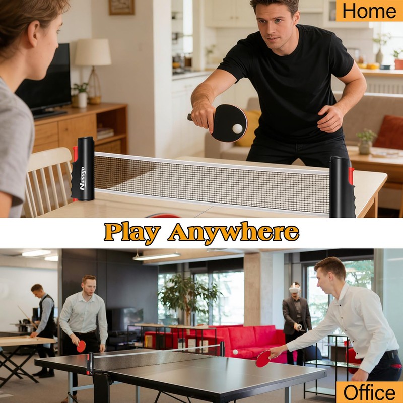Naissgo Table Tennis Set with Retractable Net, Portable Ping Pong