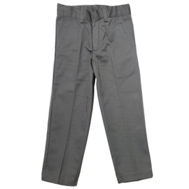 Boys Regular Fit Straight Flat Front Adjustable Waist School Uniform Pants - 4 Pack Gray