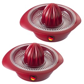 Westmark 2 x Lemon Citrus Juicers with Container, Diameter: 18.7 cm, Capacity: 350 ml, Plastic, Limetta, Red, 309122ER