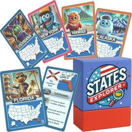 States Explorer – USA State Flashcards for Kids Ages 6+ | 50 United States Cards with Fun Facts, Capitals, Maps & Characters | Educational Geography Game | Perfect for Homeschool, Classroom & Travel