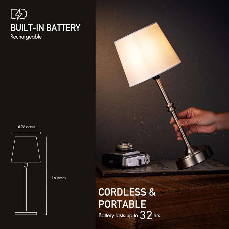O’Bright Seraph - Cordless LED Table Lamp with Dimmer, Built-in