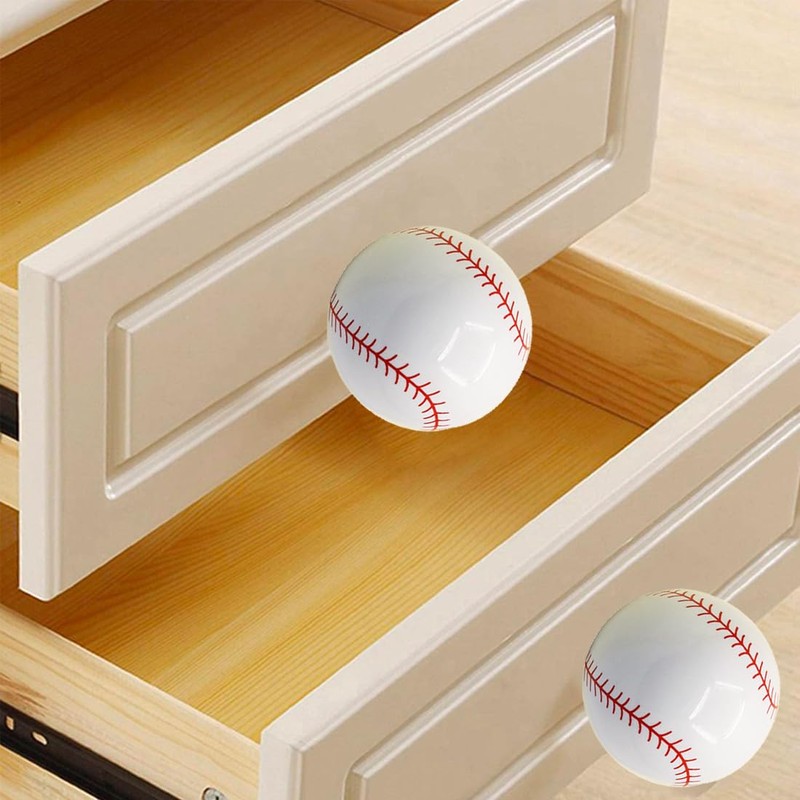 Tverghvad Ceramic Baseball Dresser Knobs, [6 Pack] Baseball Decor Drawer
