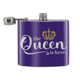 The Queen is Here Crown Royalty Stainless Steel 5oz Hip Drink Kidney Flask