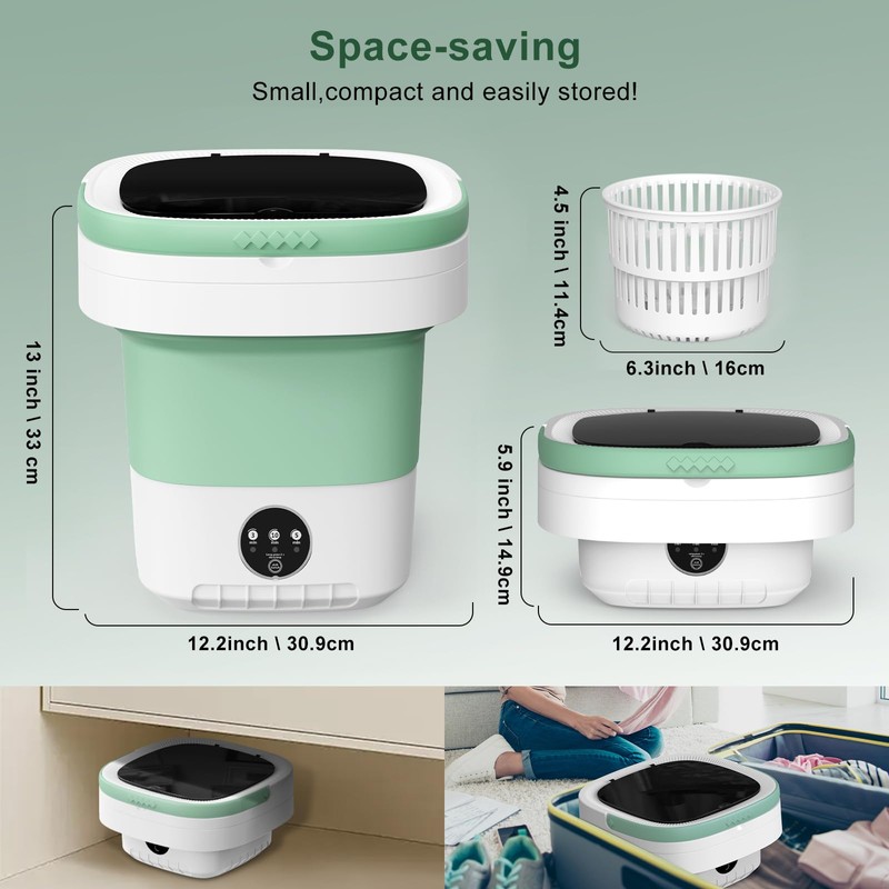 Portable Washing Machine, 12L Upgraded Mini Washing Machine With Spin