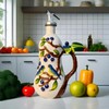 18 Oz Hand Painted Relief Ceramic Olive Oil Bottle Dispenser