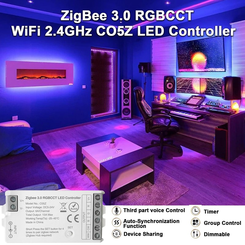 TUNICHX ZigBee 3.0 LED Controller C05Z RGBCCT LED Strip Bulb