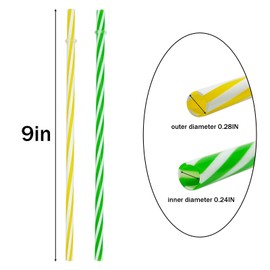 100 Packs of Beautiful Colorful Striped Straws, Plastic Drinking Straws for Christmas, Birthdays, Baby Showers, Party Supplies, Smoothies, Milkshakes and Drinks