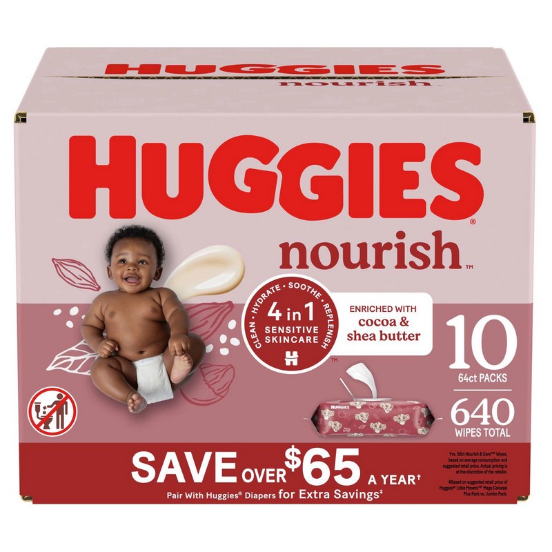 Huggies Nourish Baby Wipes Cocoa & Shea Butter 10 pk.,