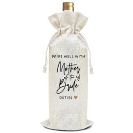 Wedding Wine Bag Pairs Well with Mother of The Bride Duties Wine Bag, Wine Bottle Gift Bags Wedding Gifts For Mom Mother-in-law, 1Pc Reusable Wine Gift Bags With Drawstrings, Wedding Party Favors -04