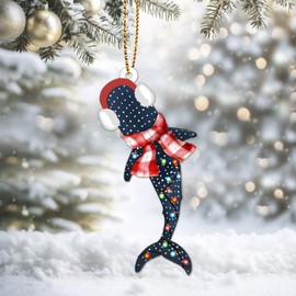 Wooden Animal Christmas Ornaments 2024, Hanging Christmas Decorations, Single Layer Wooden Ornament, Whale Shark Ornament
