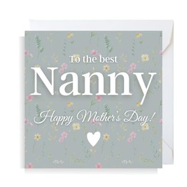 Second Ave To The Best Nanny Flower Mother's Day Square Nanny Greetings Card